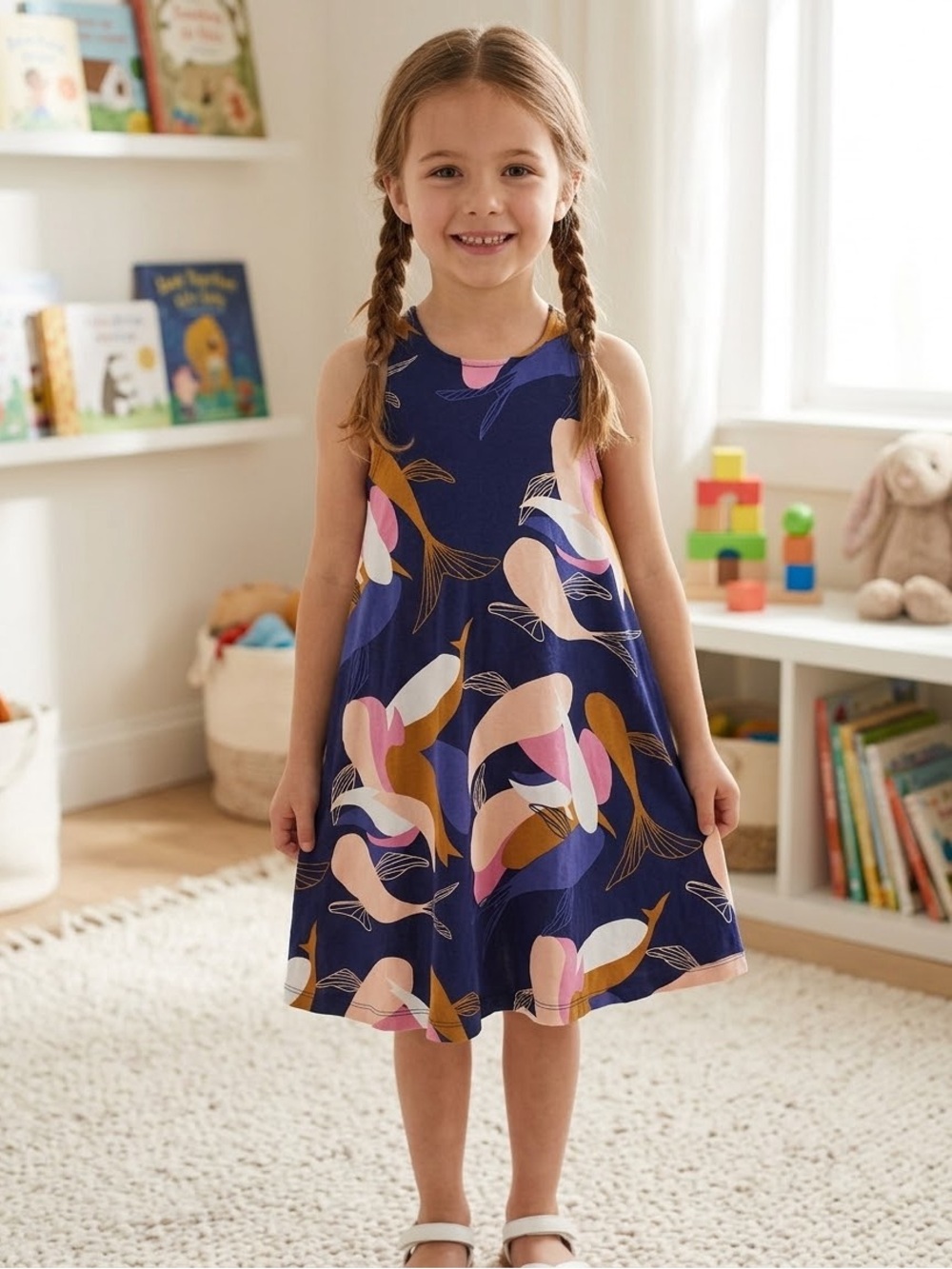Mini Fighting Eel Ava Sky Koi Dress 6